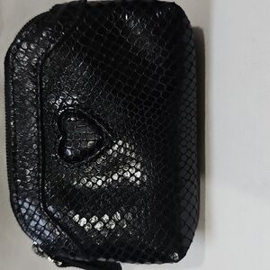 Brighton Black Leather Python Snakeskin Mini Wallet Coin Purse